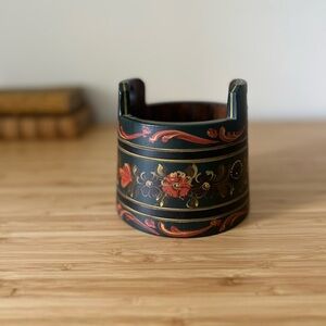 Vintage Norwegian Rosemaling Wood Butter Box Hand-painted
